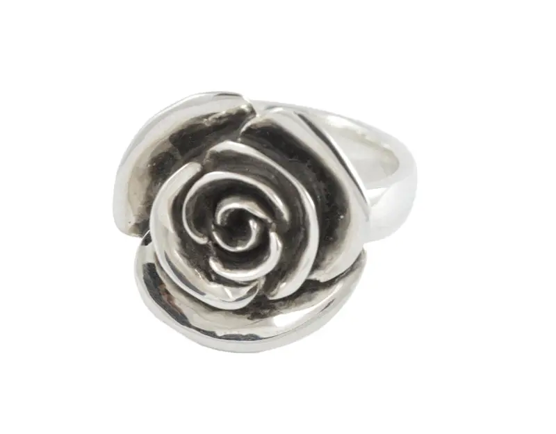 Blackened Metal Large Rose Ring 1