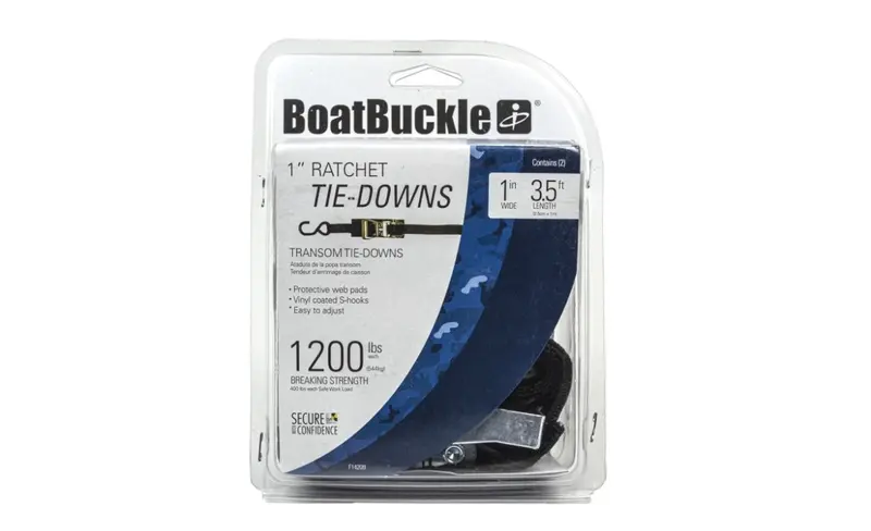 Boatbuckle 1-Inch Ratchet Transom Tie-Down Straps (Pair) 1