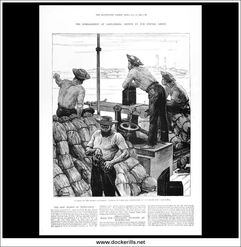 Bombardment Of Alexandria, July 1882 – Illustrated London News Eyewitness Engraving 1