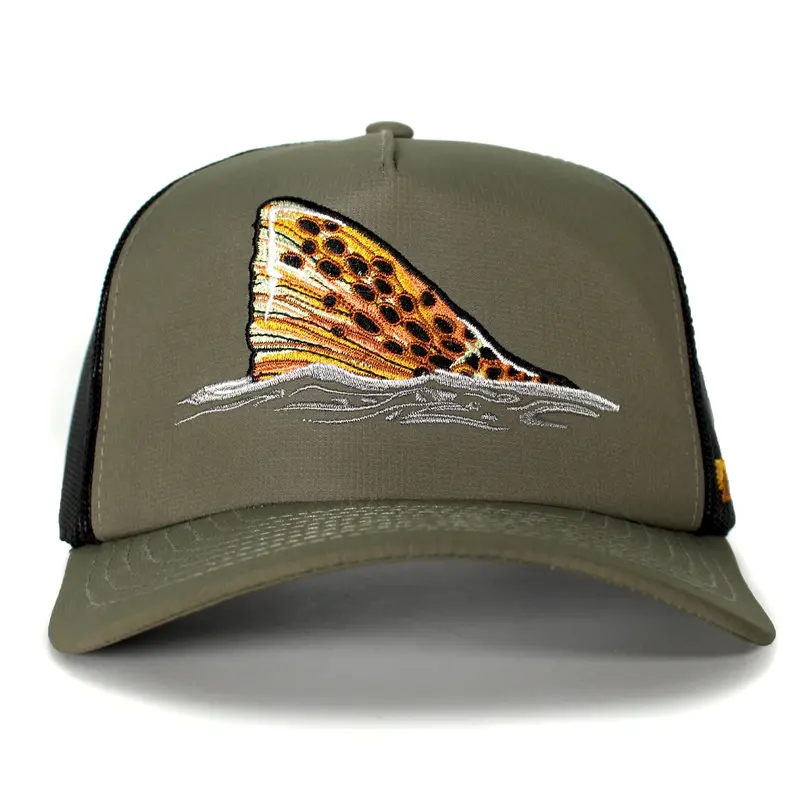 Brown Trout Tail Design Mesh-Back 5-Panel Trucker Hat 1