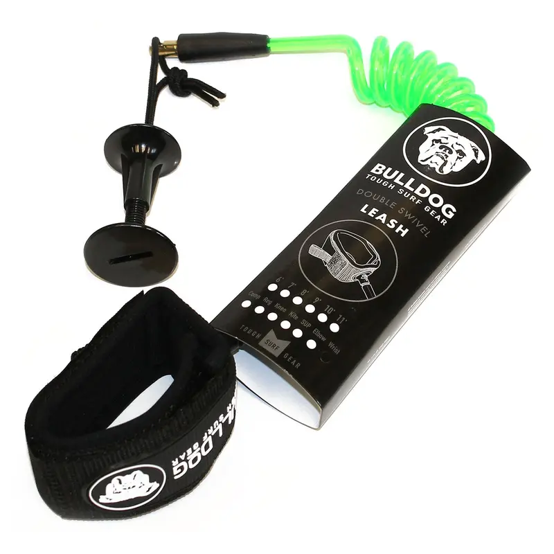 Bulldog Coiled Wrist Leash – Green/White 1