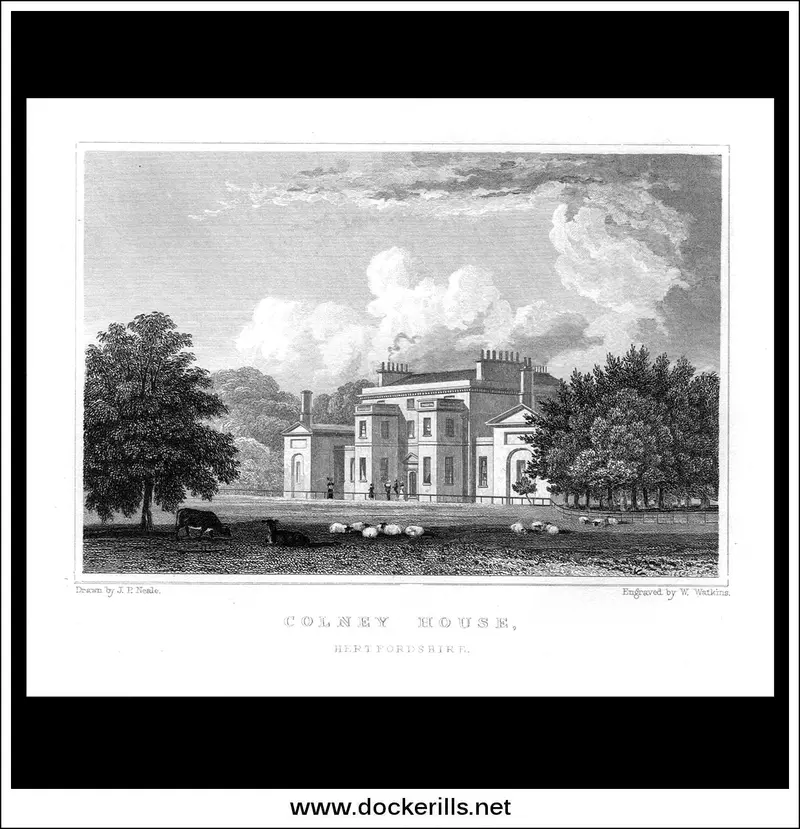 C. 1830 Steel Engraving Of Colney House, Hertfordshire – Georgian Country Retreat 1