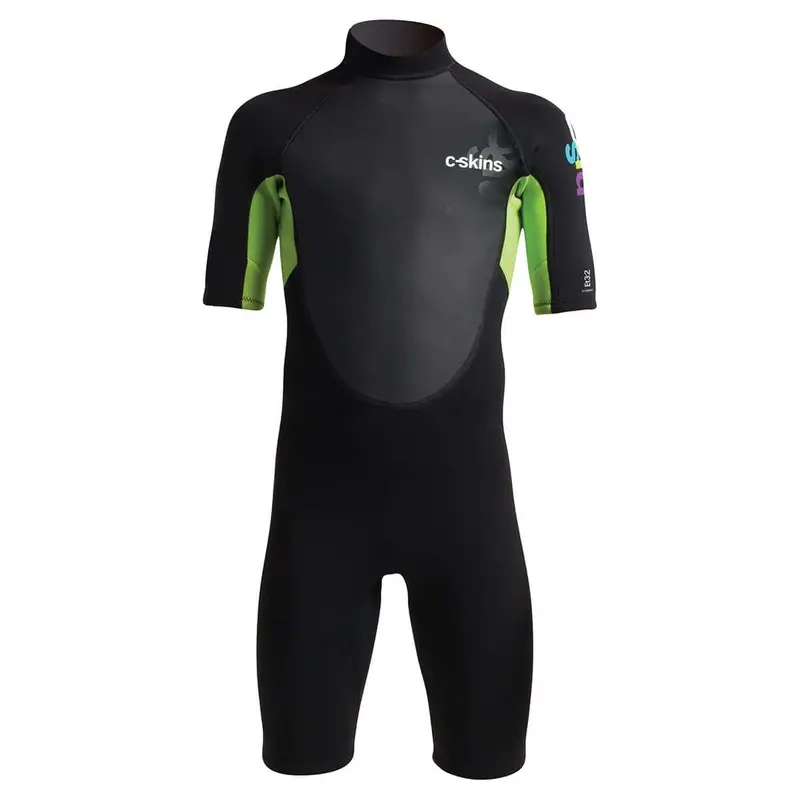 C-Skins Junior Element 3/2Mm Shorty Back-Zip Wetsuit – Black, Lime & Multi 1