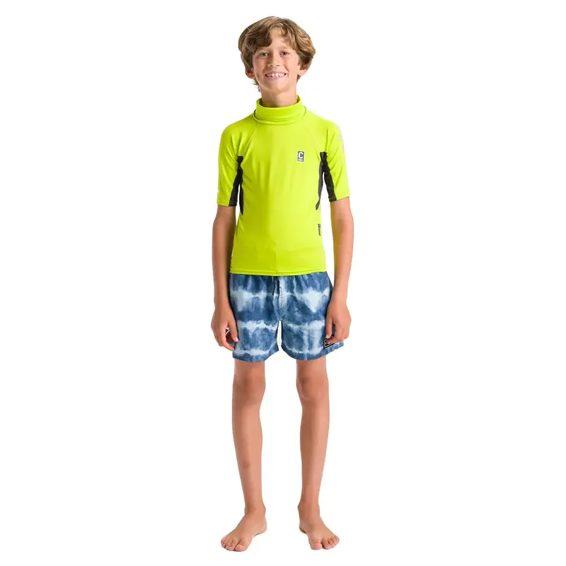 C-Skins Junior Nuwave Rash X Short Sleeve Rash Vest – Lime, Anthracite & Multi 1