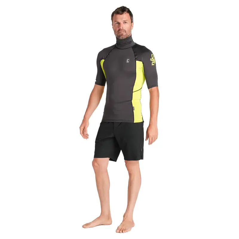 C-Skins Men’S Anthracite & Lime Nuwave Rash X Short Sleeve Vest 1