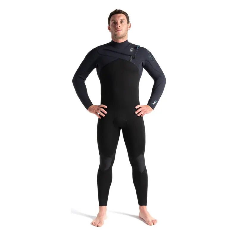 C-Skins Rewired 5/4Mm Hooded Chest-Zip Wetsuit – Black & Ultra Cyan 1
