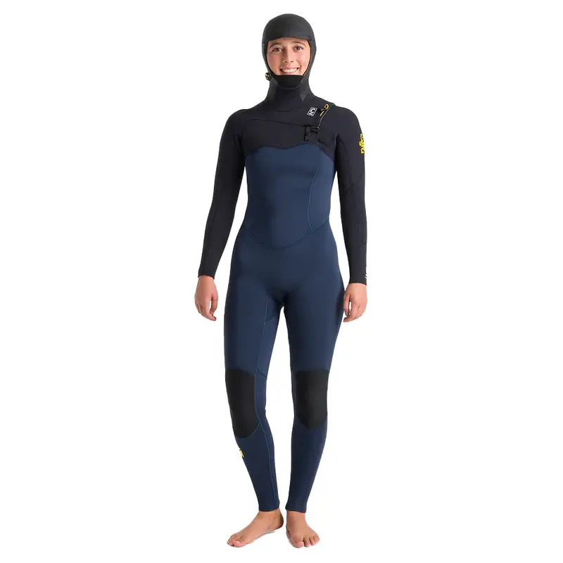 C-Skins Solace Women'S 5/4Mm Hooded Chest-Zip Wetsuit – Blustone/Black/Saffron 1