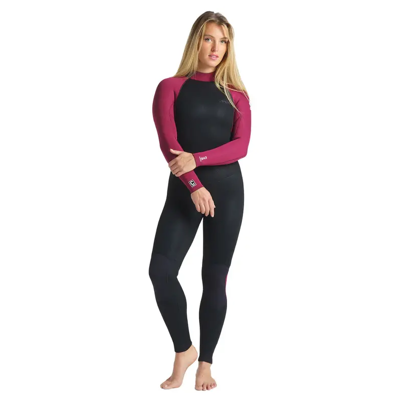 C-Skins Women'S Surflite 4/3Mm Back-Zip Wetsuit In Raven, Wine & White 1