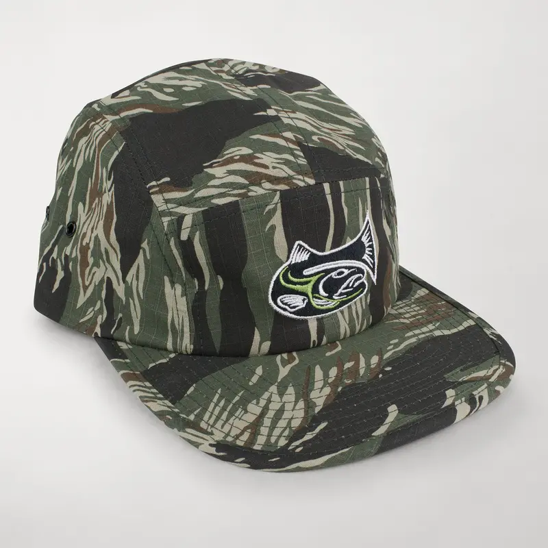 Camo Drifthook Camper Cap With Green Logo 1