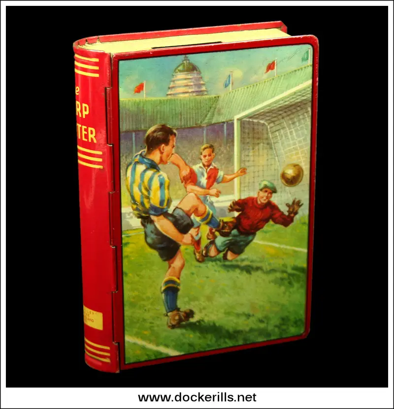 Chad Valley Football-Themed Tin Money Box, Book-Style Design, Uk 1