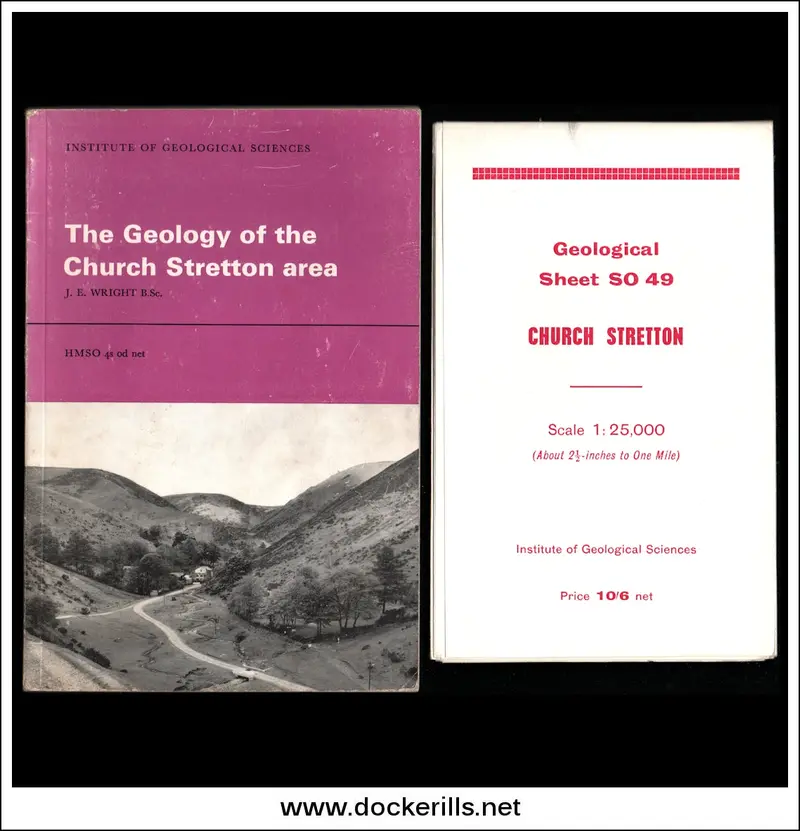 Church Stretton Geological Map (Sheet So 49) With Accompanying Monograph By J.E. Wright 1