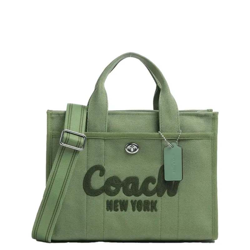 Coach Cargo-Style Tote Bag For Women – Olive Green Leather 1