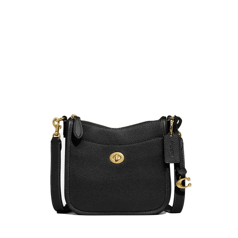 Coach Chaise Structured Crossbody Bag In Sleek Black Leather 1