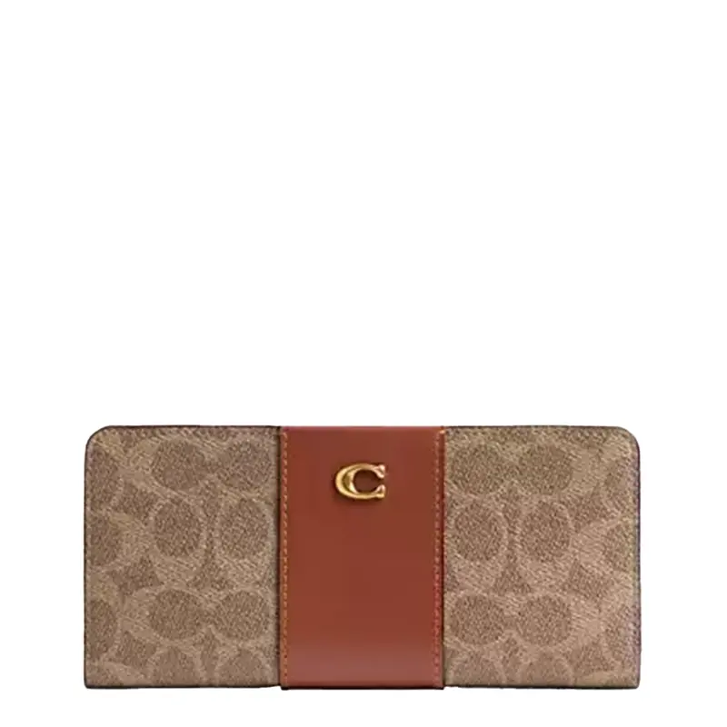 Coach Essential Slim Wallet In Signature Coated Canvas – Tan Caramel 1