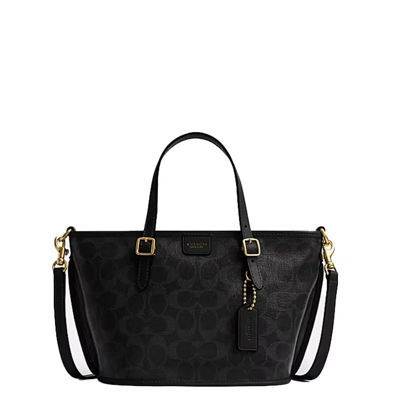 Coach Signature Taxi Tote 21 In Coated Canvas – Deep Black Black 1