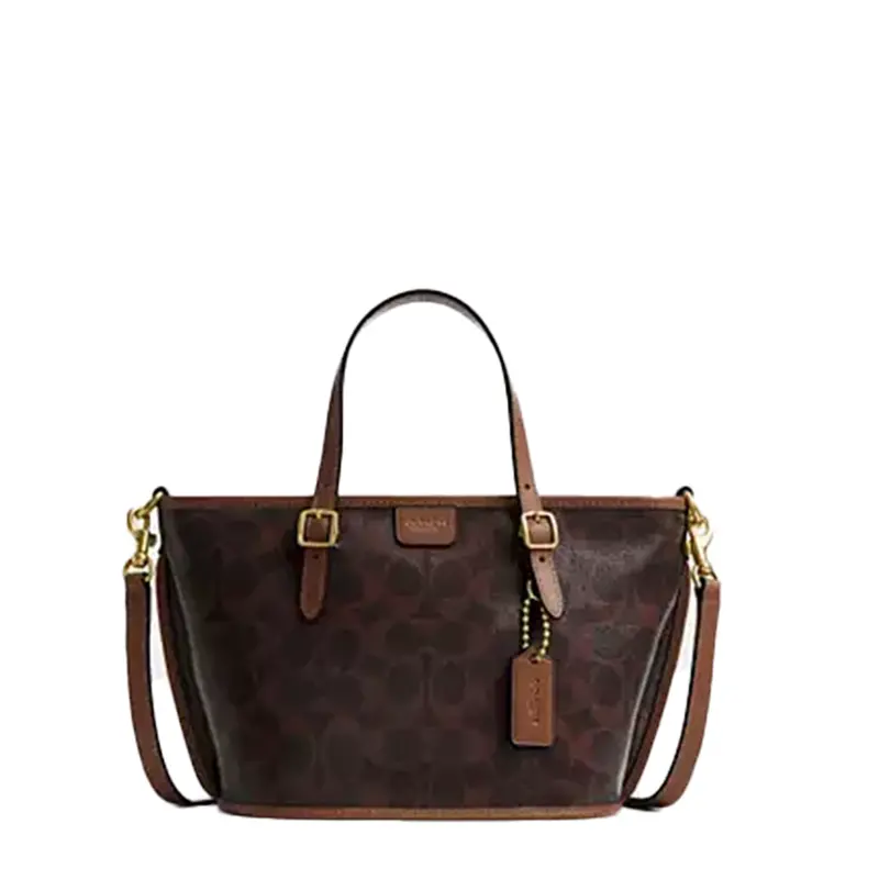 Coach Signature Taxi Tote 21 In Coated Canvas – Maple Sable Tone 1
