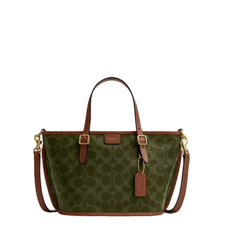 Coach Signature Taxi Tote 21 In Coated Canvas – Olive Sable Shade 1