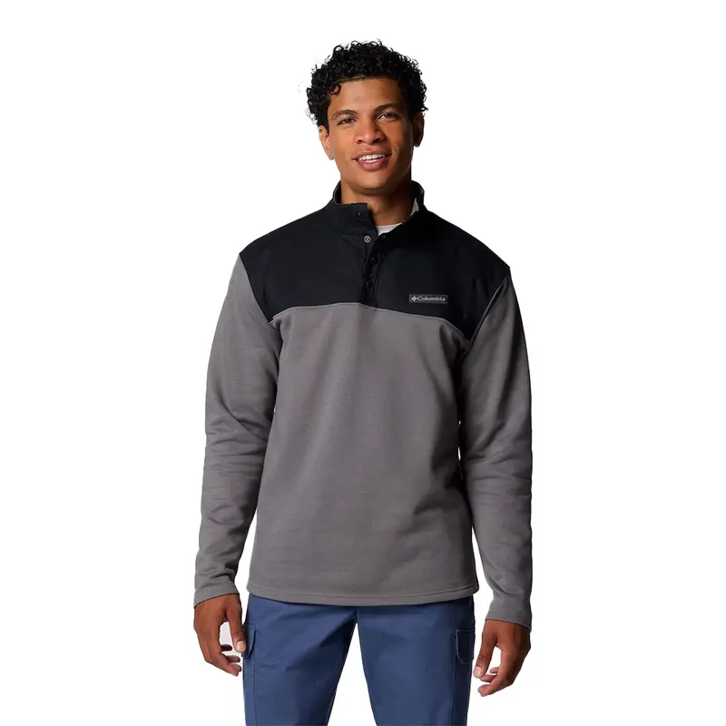 Columbia Men'S Pitchstone Overlay Half-Snap Pullover In City Grey And Black 1