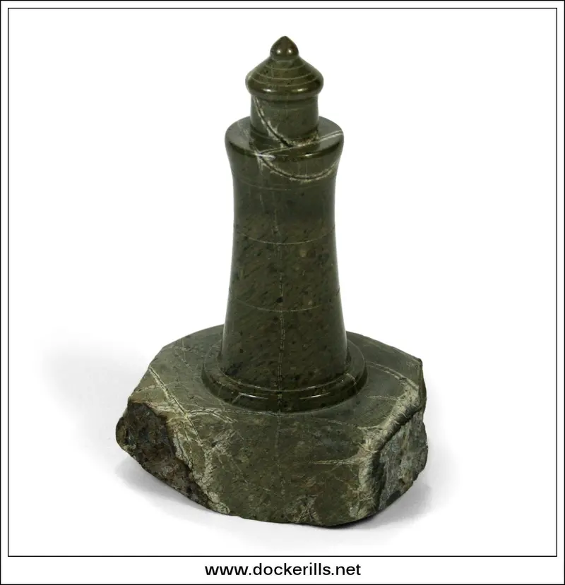 Cornish Serpentinite Lighthouse Ornament — Handcrafted Turned Stone Model From The Lizard (4″) 1