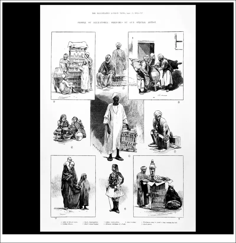 Daily Life In Alexandria, 1882 – Illustrated London News Full-Page Engraving 1