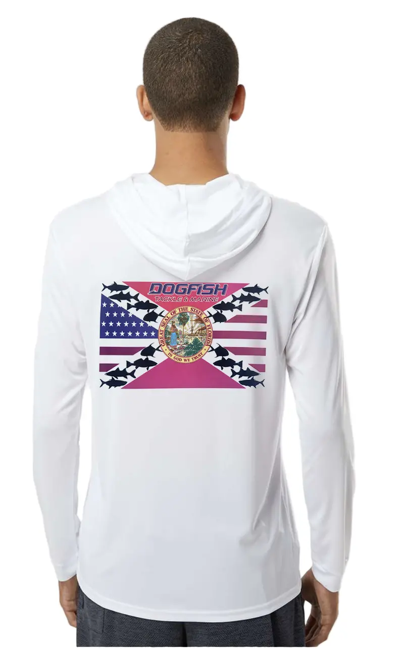 Dogfish Long Sleeve Hoodie With Florida Flag Microfiber Design 1