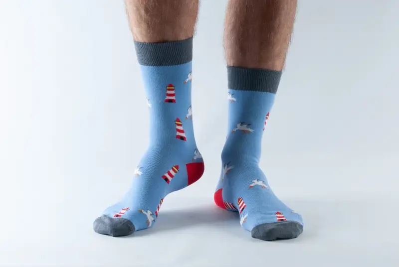 Doris & Dude Men'S Blue Lighthouse Theme Socks 1