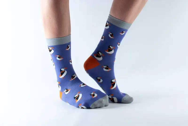 Doris & Dude Unisex Purple Puffin Socks 1