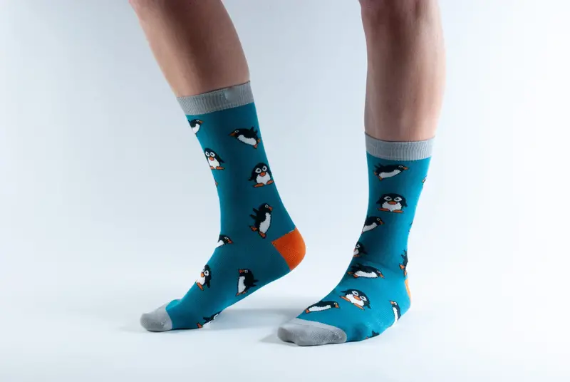 Doris & Dude Unisex Teal Penguin Socks 1