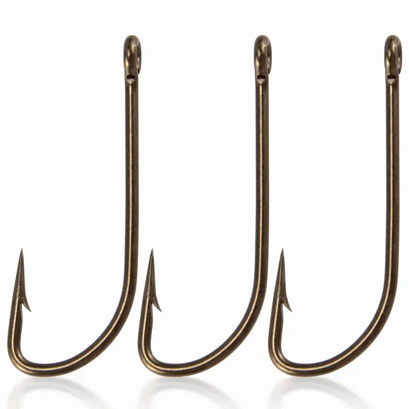 Dr.Fish 100-Pack Plain-Shank Bronze Classic Hooks — Sizes #1/0 To #10 1
