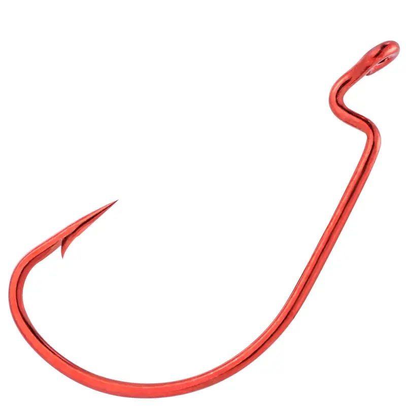 Dr.Fish 100-Piece Red Offset Shank Worm Hooks – Sizes #6 To 5/0 1