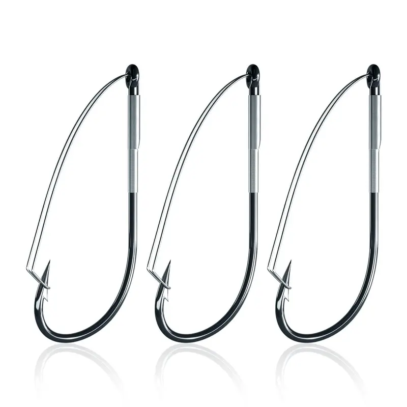 Dr.Fish Weedless Long-Shank Worm Hooks – Soft-Bait Friendly Design 1
