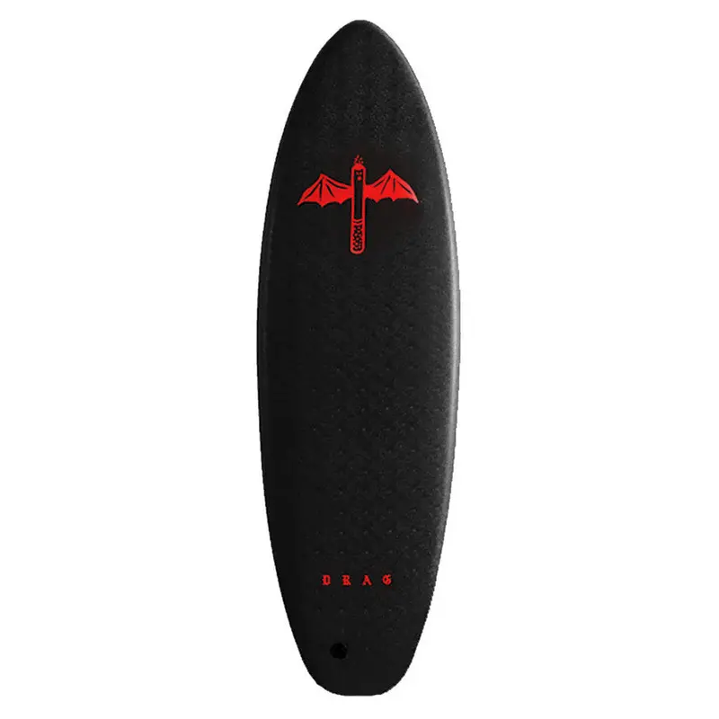 Drag Dart Flat-Tail Thruster Softboard – 6'6", Black/Red 1
