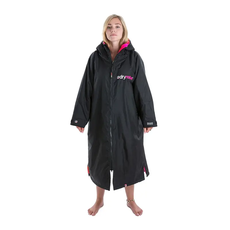 Dryrobe Advance Long-Sleeve Changing Robe – Black & Pink 1