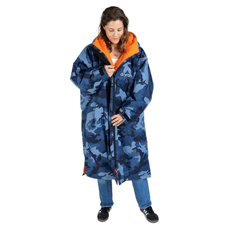 Dryrobe Advance Long-Sleeve Changing Robe – Blue Camo And Orange 1