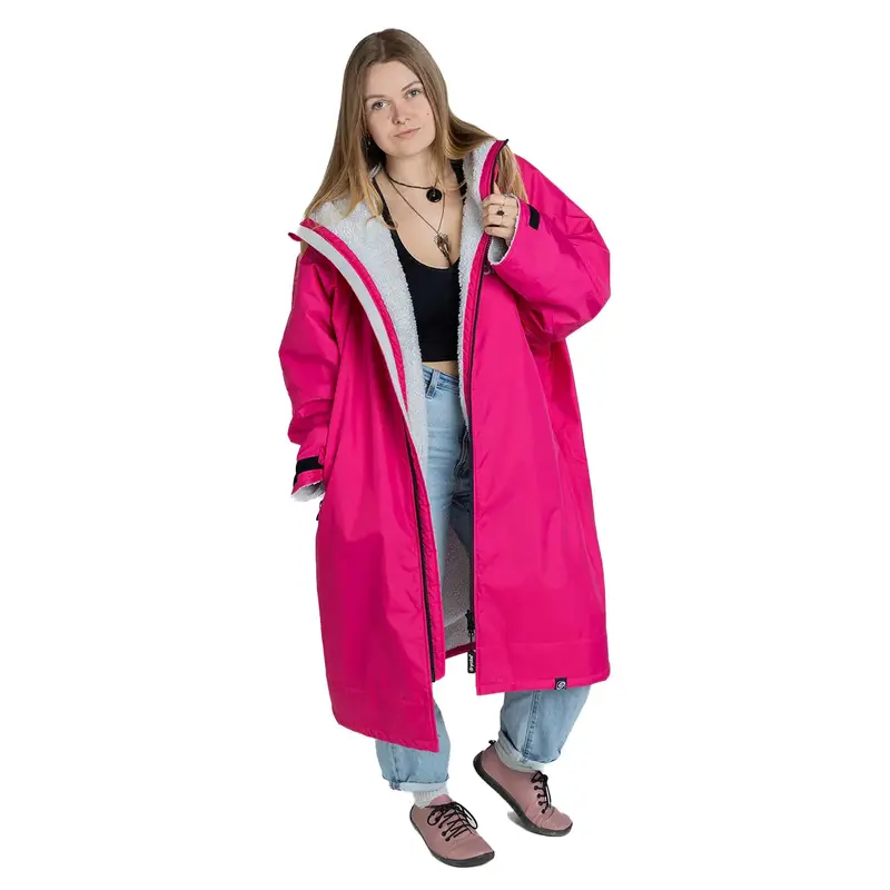 Dryrobe Advance Long-Sleeve Changing Robe – Pink And Light Grey 1