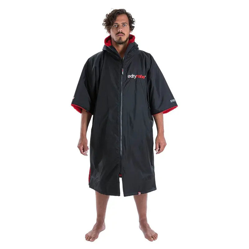 Dryrobe Advance Short-Sleeve Changing Robe – Black/Red 1