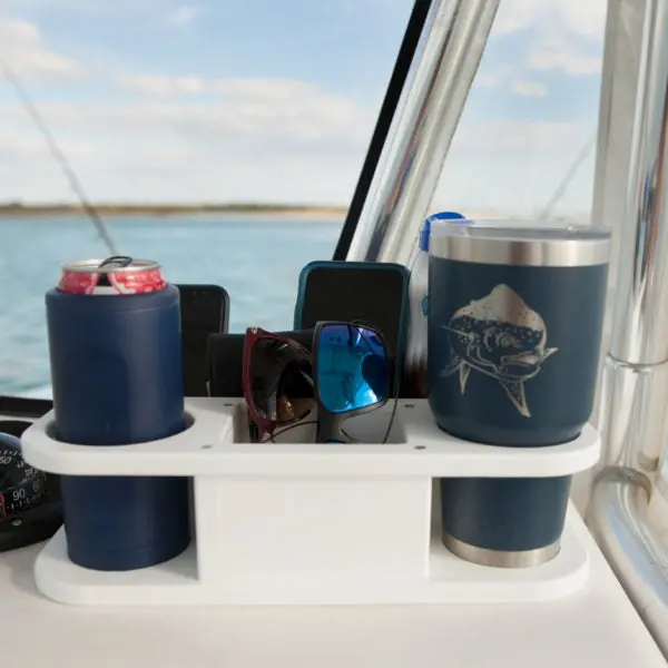 Dual Cup Holder With Integrated Storage Box And Trimmed Finish 1