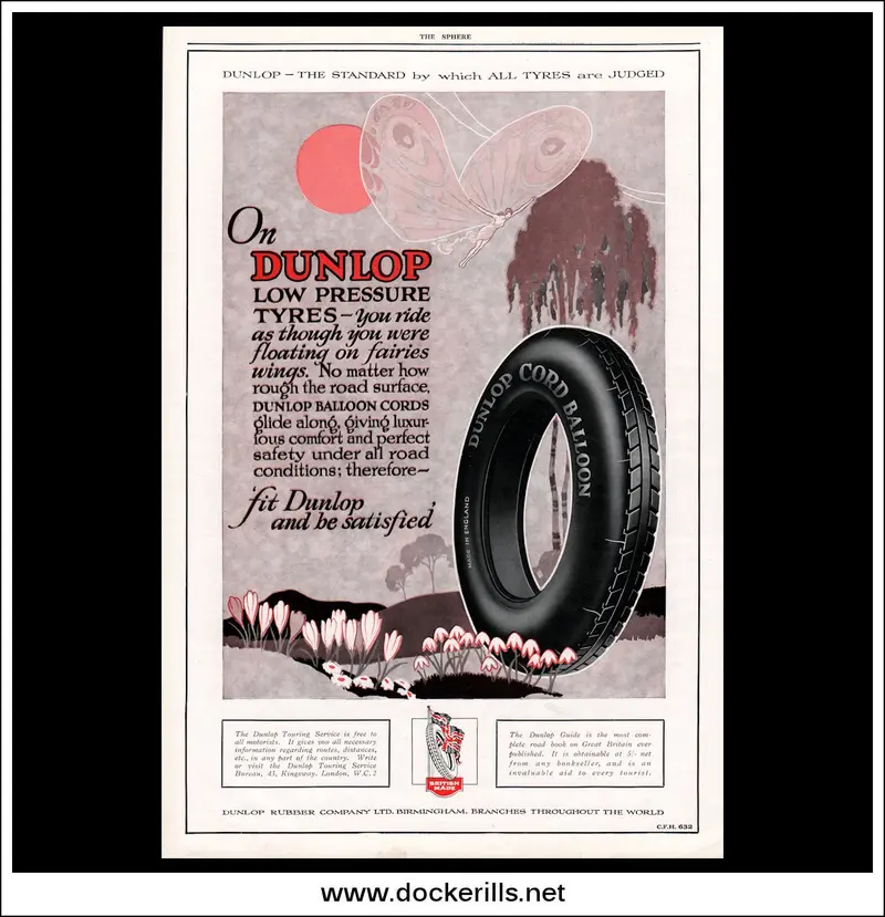 Dunlop Low Pressure Tyres Advert – March 14, 1925, Historic Automotive Print 1