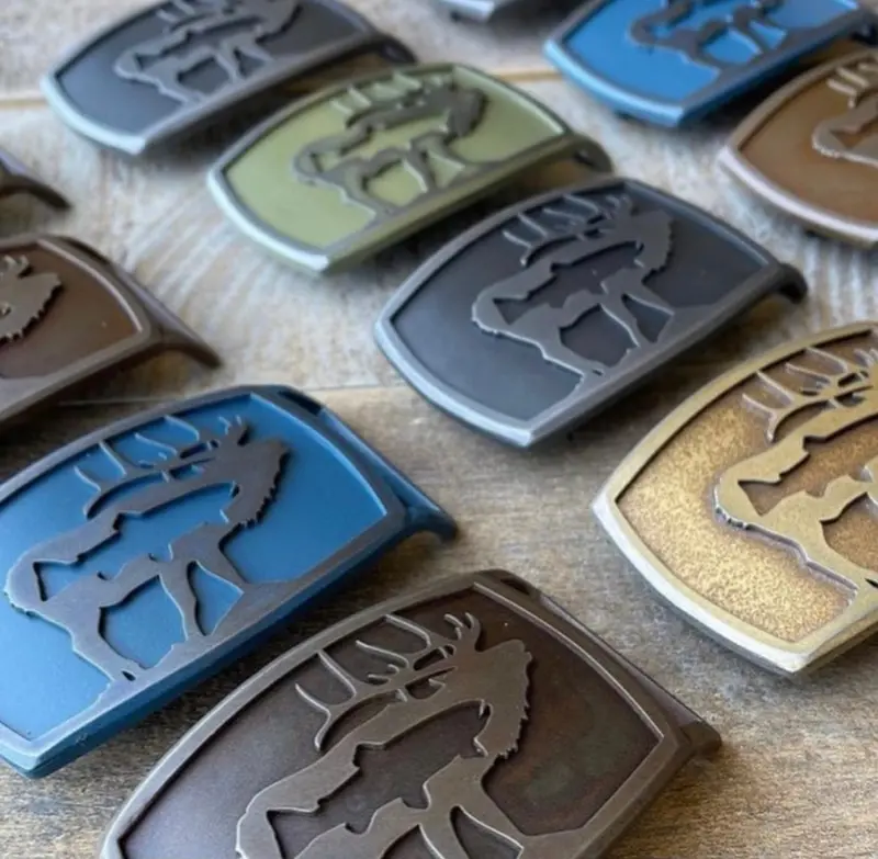 Elkfish Engraved Leather Belt Buckle 1