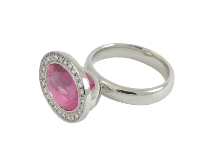 Eva Portrait Ring – Pink Glazed, Starry Motif 1