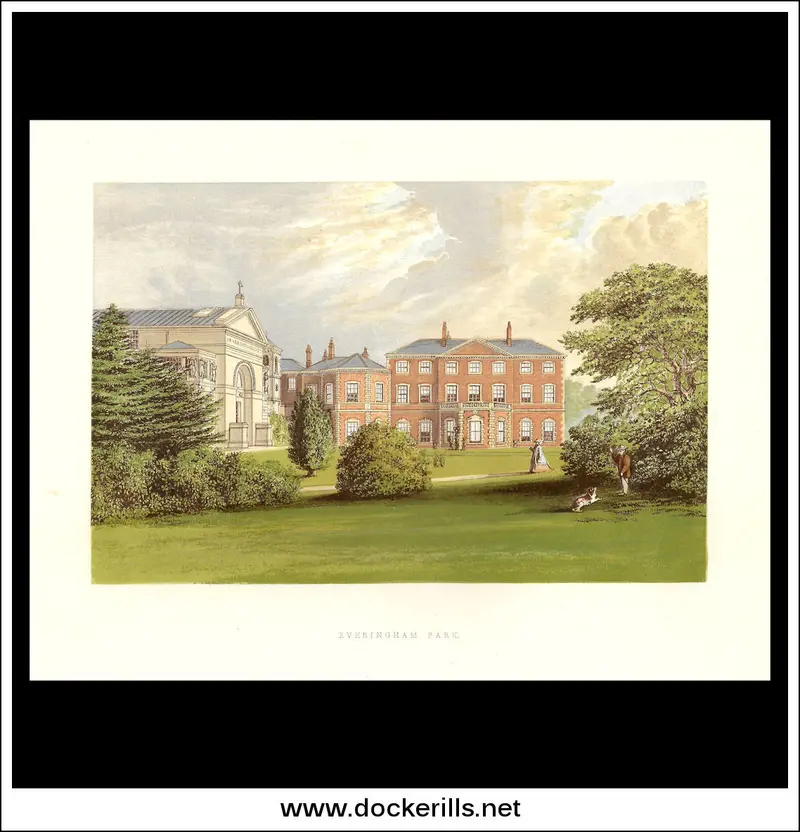Everingham Park Historical Engraving – 1880 Chromoxylograph, East Riding 1