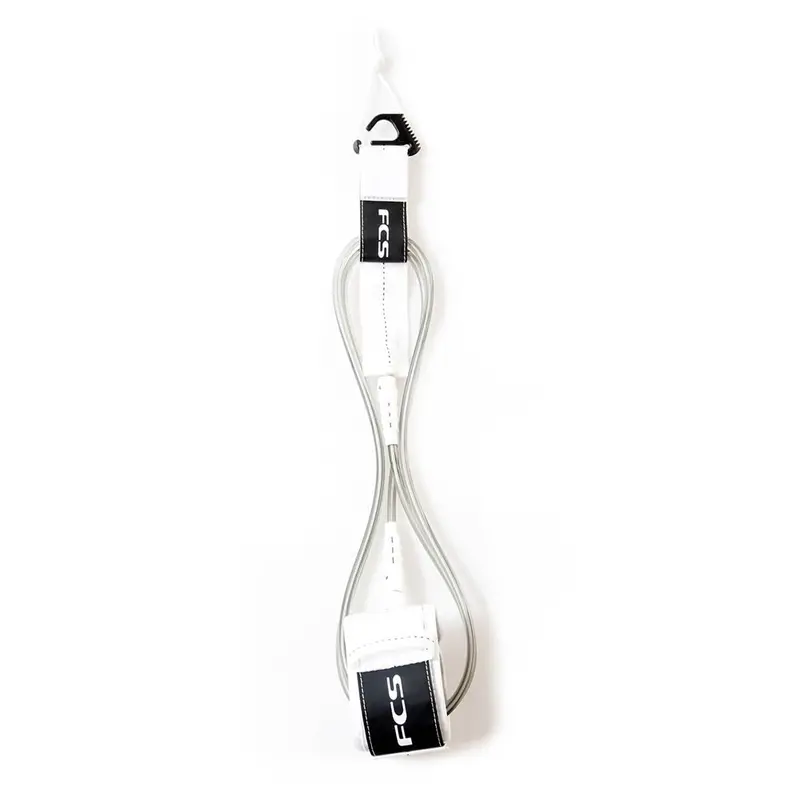 Fcs 6-Foot Standard Surfboard Leash In White 1