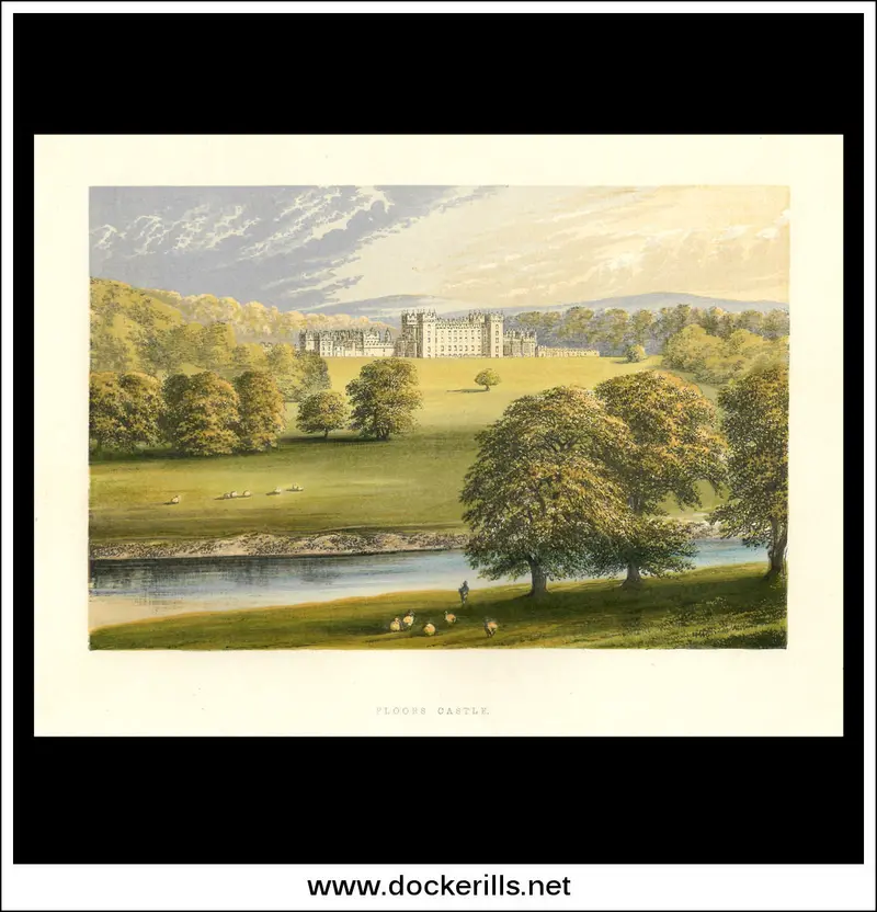 Floors Castle, Roxburghshire: Borders Region Chromoxylograph, Scotland, 1880 1