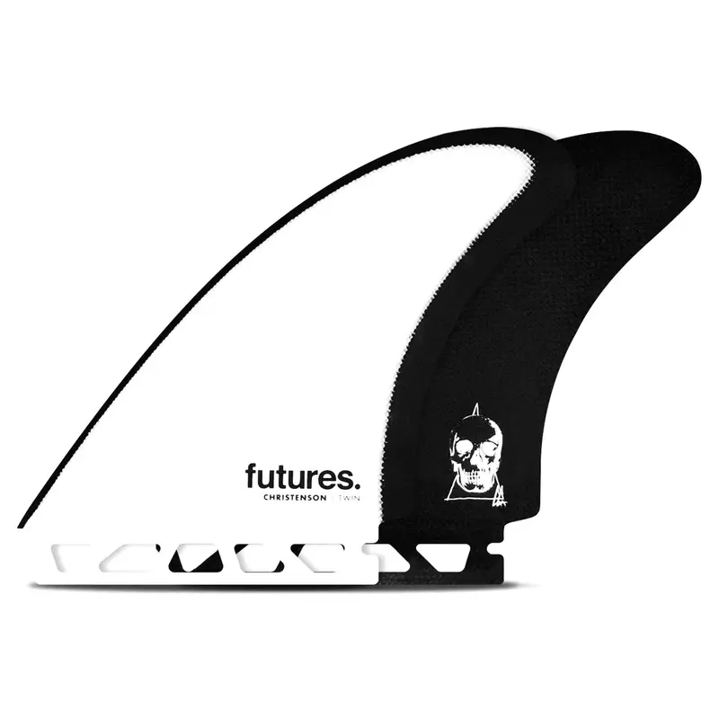 Futures Fins Christenson Fiberglass Twin Fin Set – White/Black Finish 1