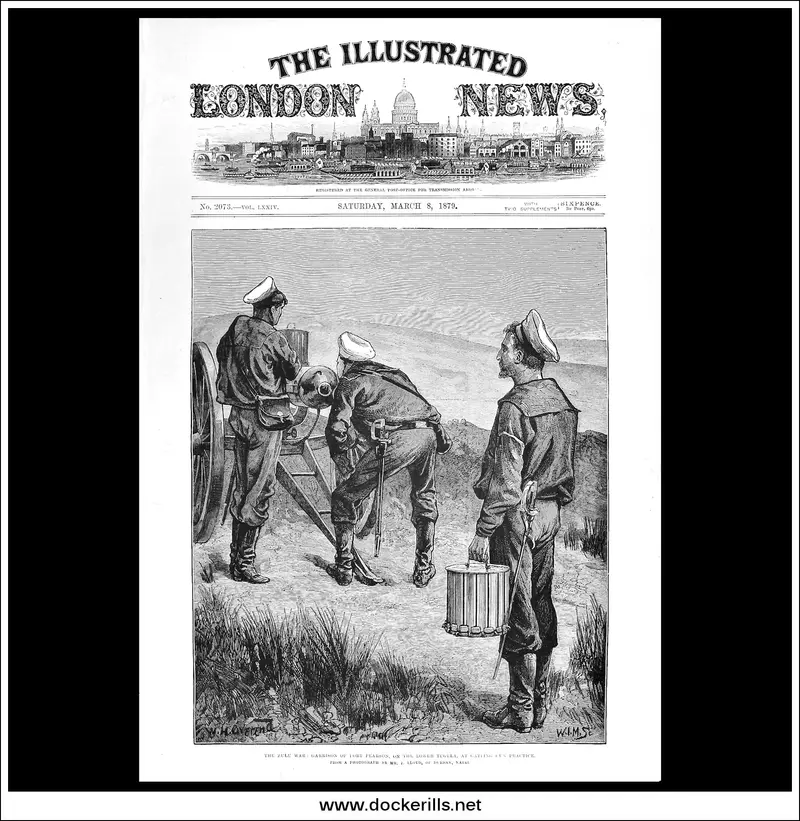Gatling Gun Drill At Fort Pearson – Zulu War Front-Page Engraving, March 1879 1
