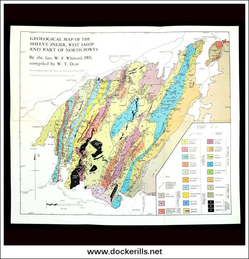 Geological Map Of The Shelve Inlier – West Shropshire & North Powys, Ordovician Era Survey By Whittard & Dean 1