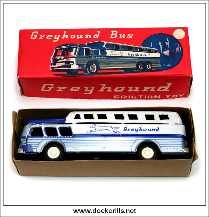 Greyhound Scenic Cruiser Bus Friction Toy – Japanese Tin Plate Vintage 1