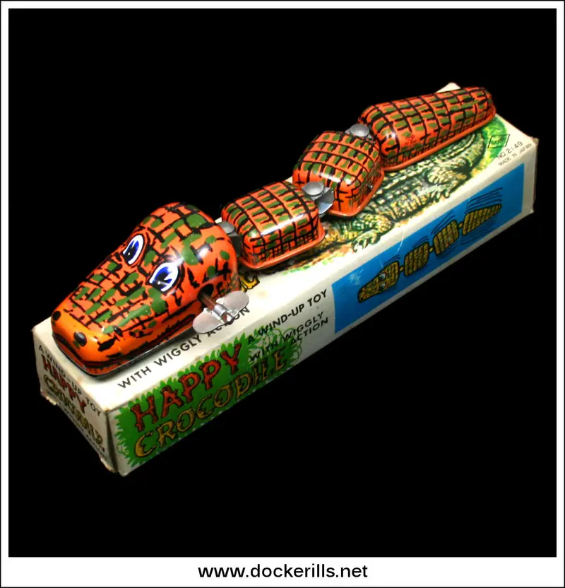 Grinning Crocodile Tin Toy – Animated Clockwork Figure By Yoneya 1