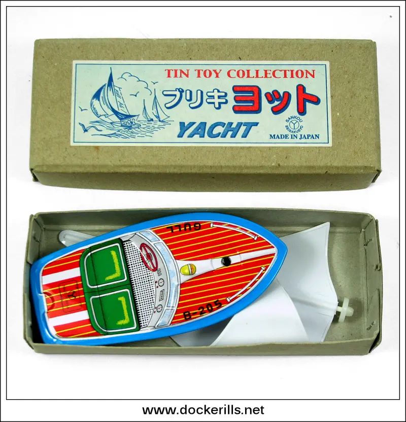 Gull B-205 Yacht Tin Toy – Vintage Sanko/Sankou Japanese Tinplate Novelty 1