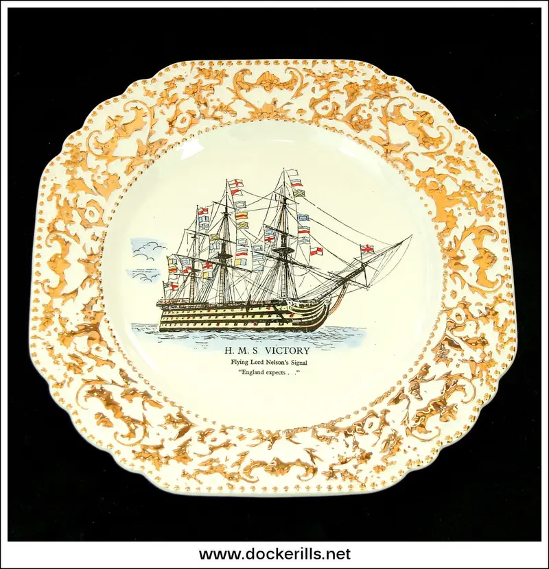H.M.S. Victory Commemorative Plate – Elijah Cotton Ltd. (Lord Nelson Pottery), Staffordshire, Uk – 8.75" 1